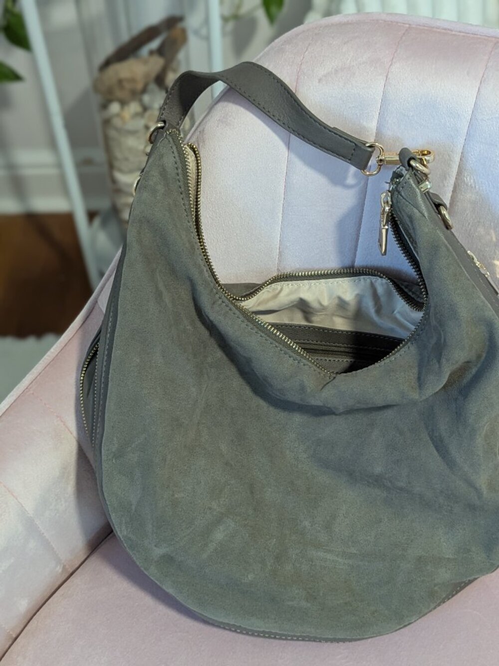 INC Green Faux Suede Hobo Handbag! - Picture 5 of 5